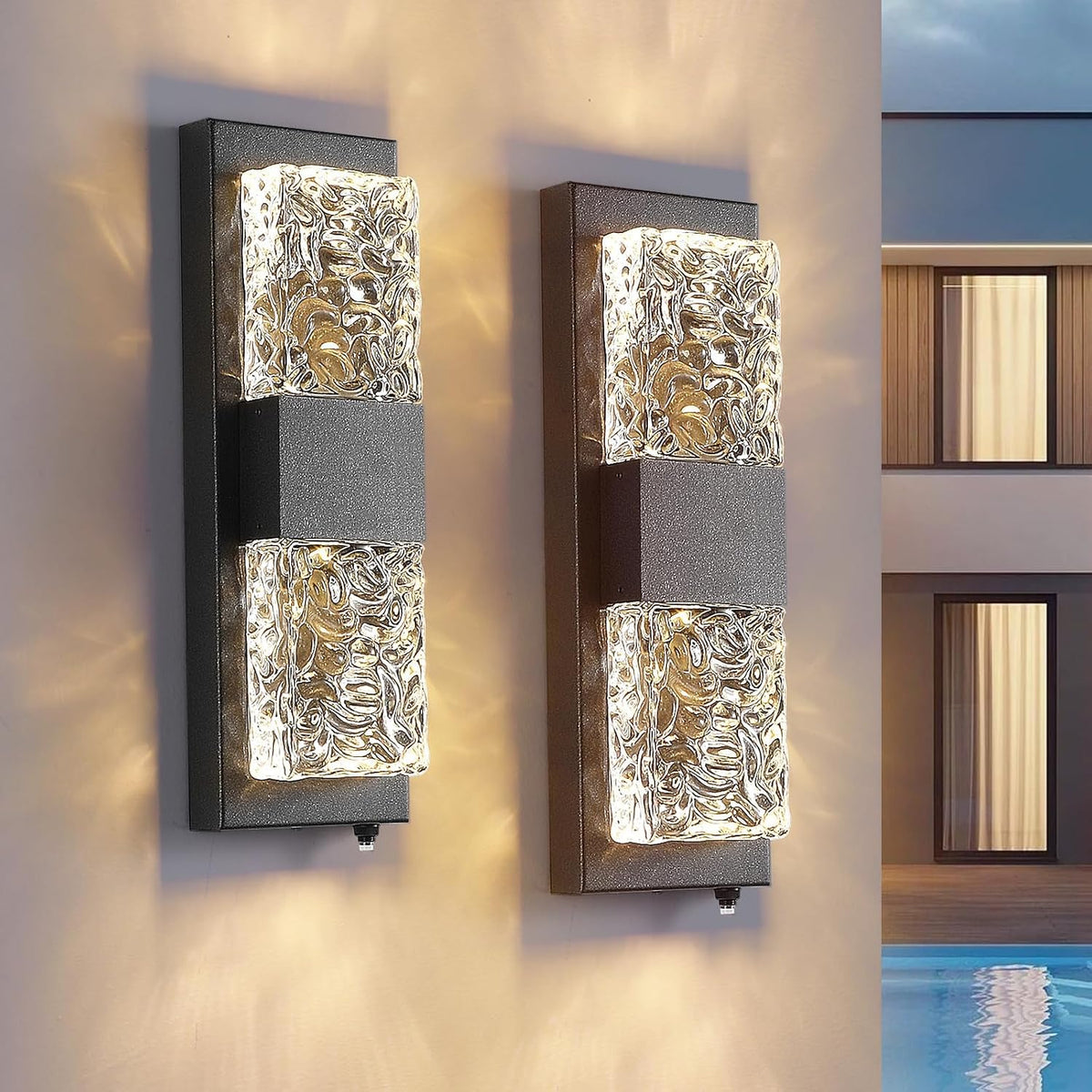 14.2" Dusk to Dawn Exterior Wall Light, 12W LED, Gold