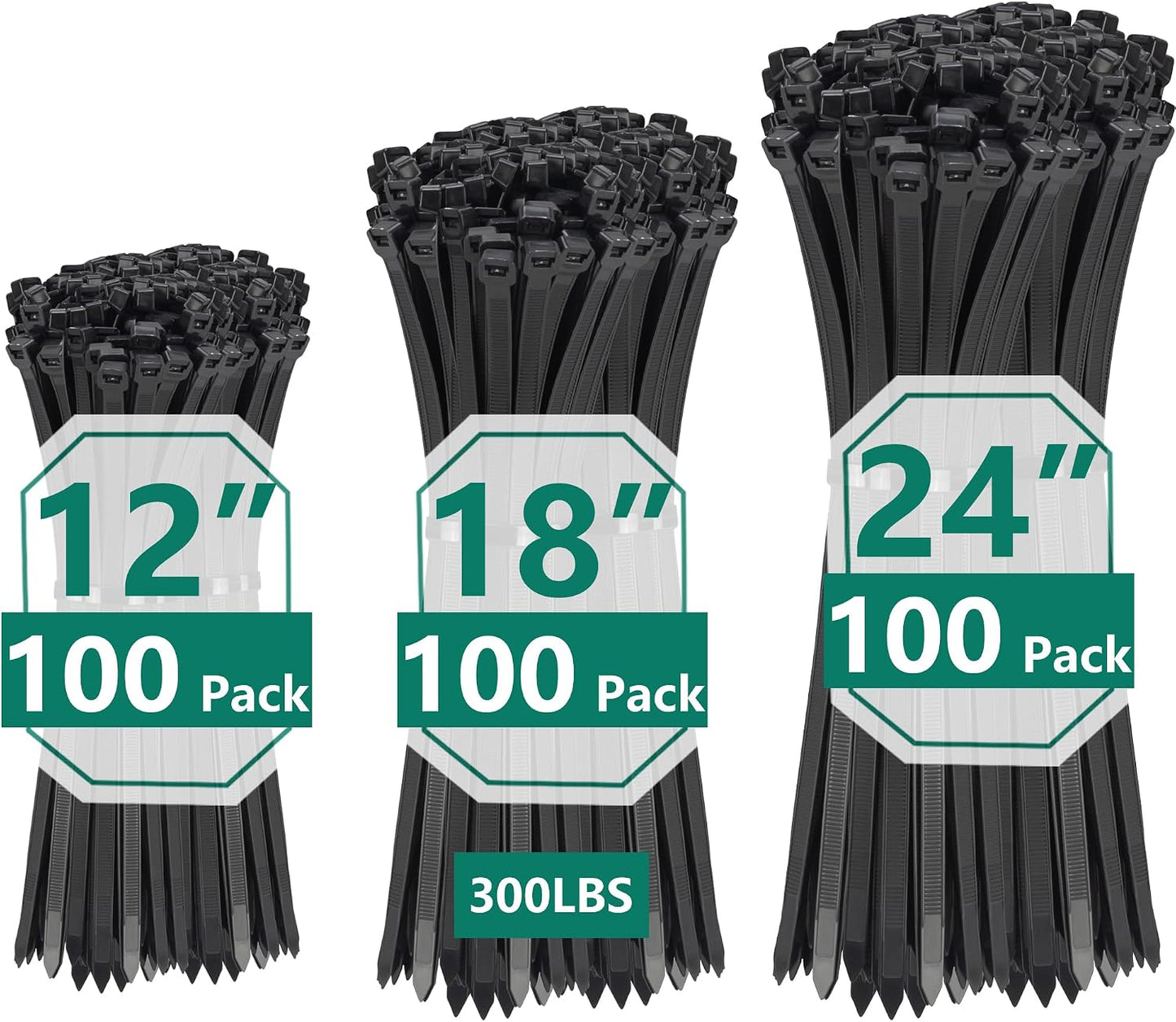 2000 PCS Zip Ties Assorted Sizes 4+6+8+10+12 Inch Self-locking Nylon Cable ties Outdoor, UV Resistant Wire Straps for Home Office Garden Workshop Indoor Outdoor Fence(Black)