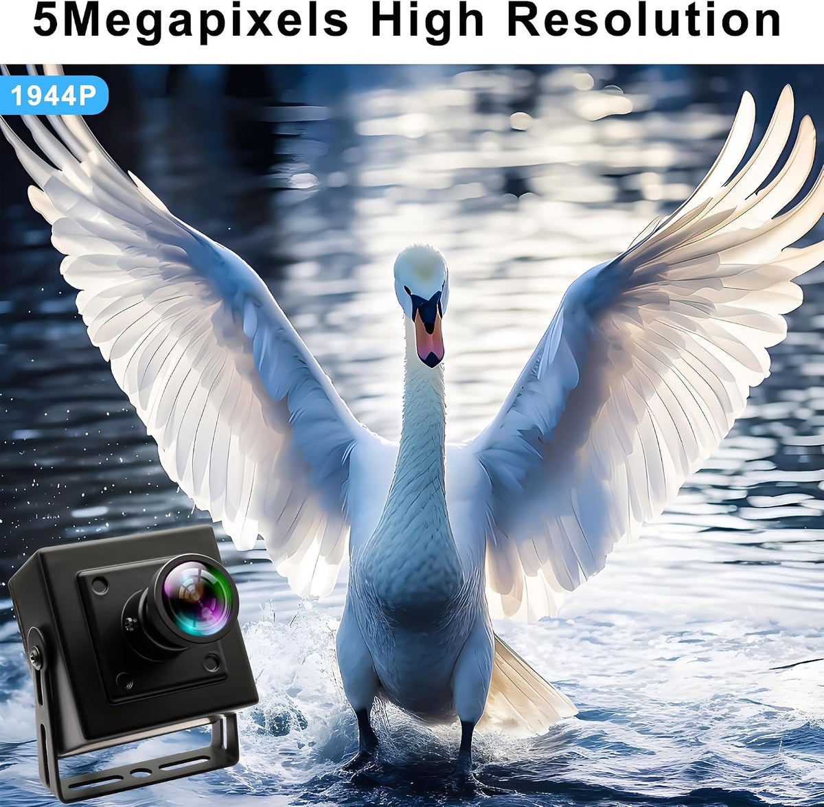 50FPS Global Shutter High Speed USB Camera, Wide Angle Distortion-Free Color Lens, USB 2.0 Plug-and-Play for Golf Swing Slow Motion Industrial Machine Vision VR & Robotic Vision
