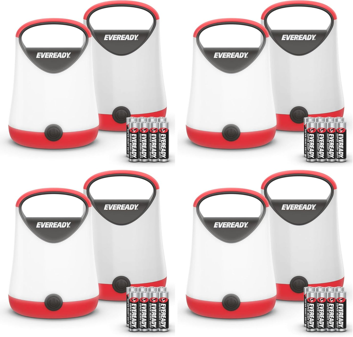 Eveready LED Camping Lantern X-250 (2-Pack), Super Bright Tent Lights, Rugged Water Resistant LED Lanterns, 100 Hour Run-time (Batteries Included), Red and Black