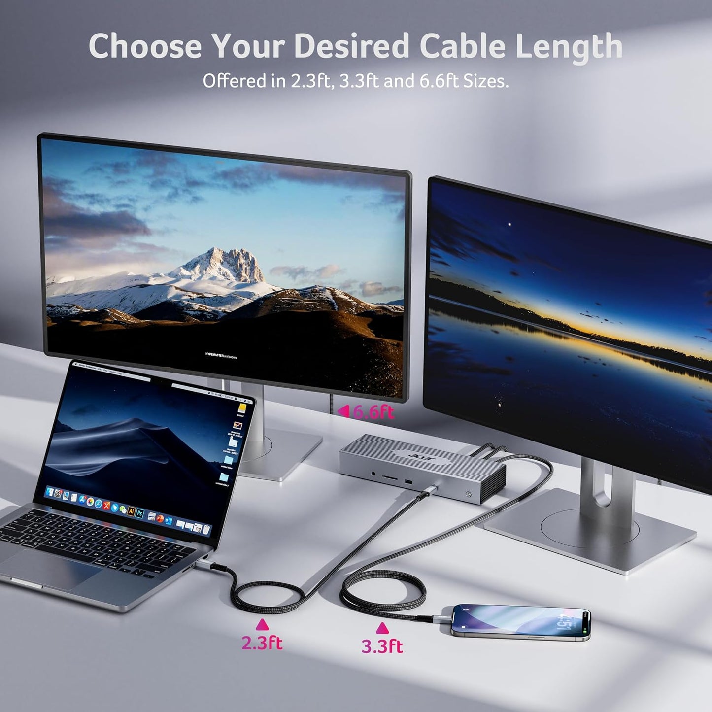 Acer USB4 Cable 40Gbps, 8K@60Hz Thunderbolt 4/3 Cable (3.3FT, 240W) | Braided USB C Cable Fast Charging, High Speed USB-C Video Cord Compatible with MacBook, SSD, Docking, iPhone 16 and More