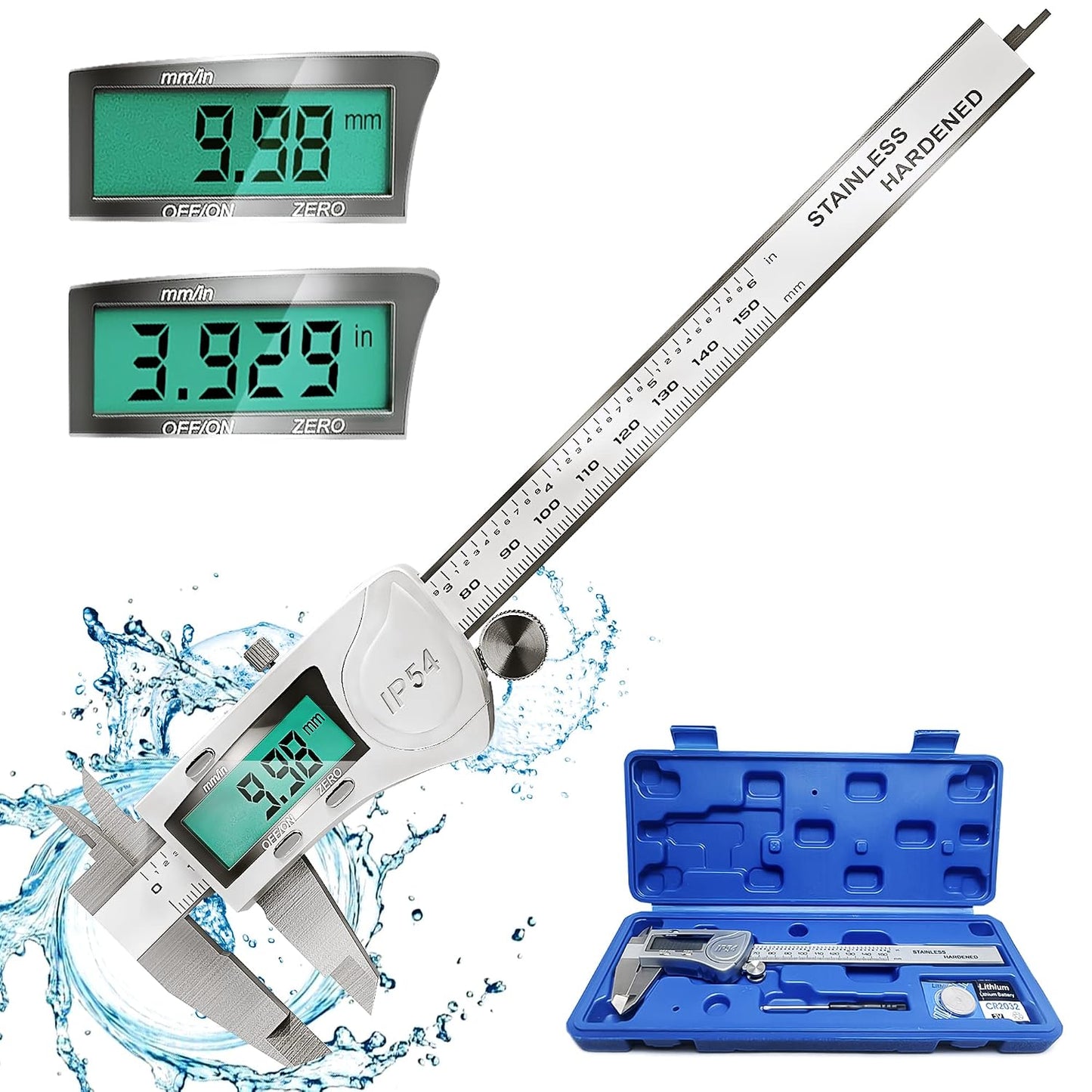 Digital Caliper Measuring Tool, Stainless Steel Vernier Caliper Digital Micrometer with Large LCD Screen, 6 Inch Caliper Tool for DIY/Household, Auto-Off Feature, Inch and Millimeter Conversion