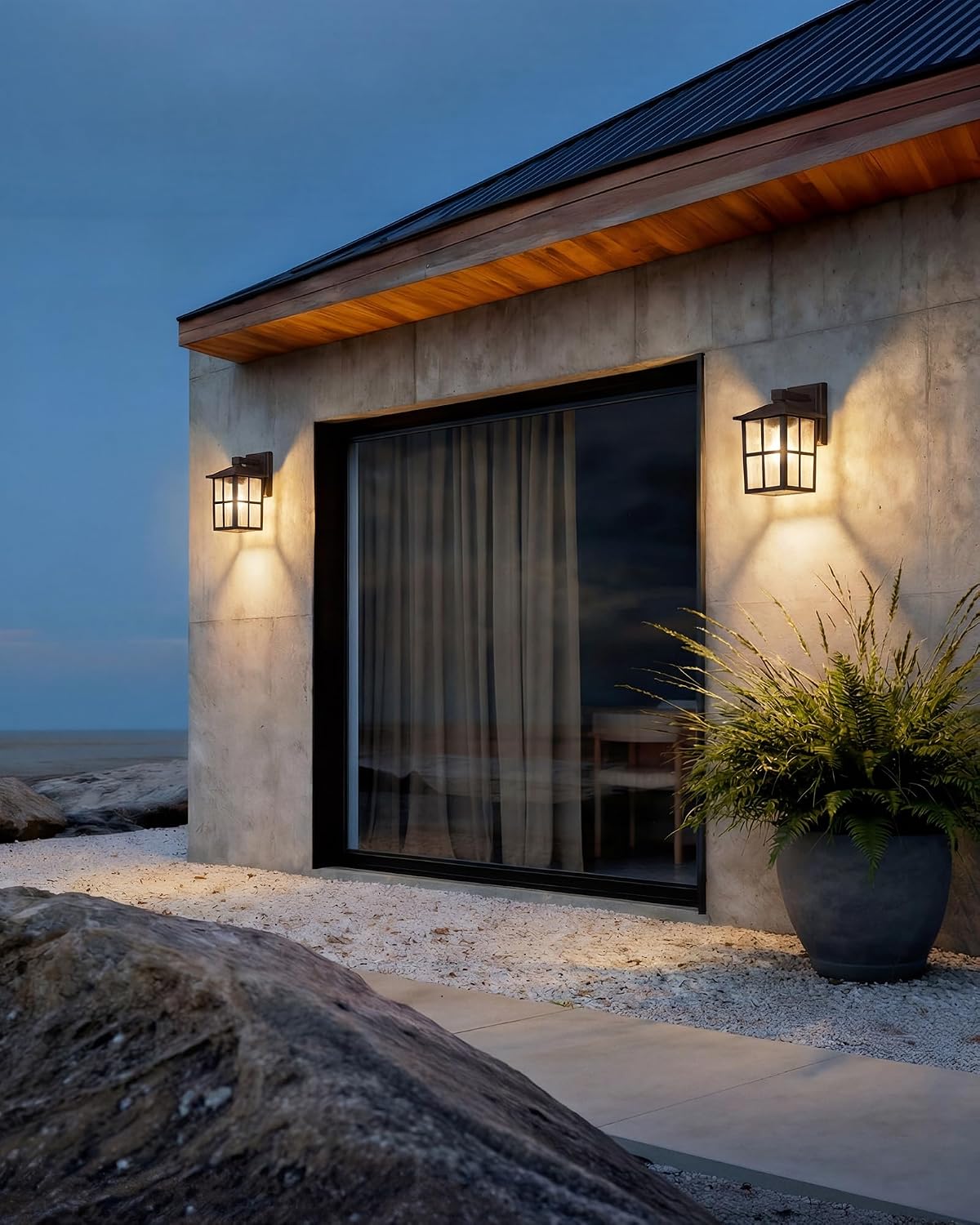 KDG Brown Outdoor Waterproof Modern Patio Wall Light Fixtures Set of 2