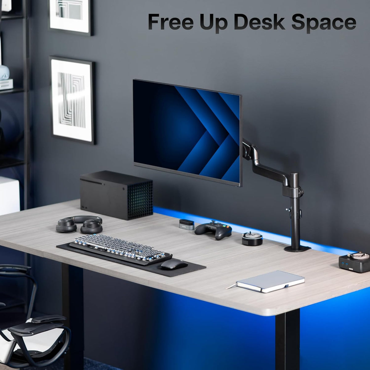 VIVO Single Monitor Arm Mount for 17 to 32 inch Screens - Tension Height Adjustment, Full Articulating Tilt, Swivel, Heavy Duty VESA Stand with Desk C-clamp and Grommet Option STAND-V001K