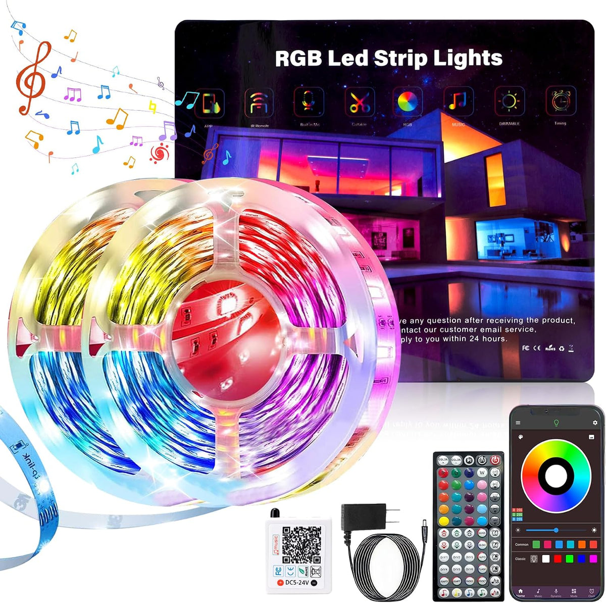 NBBUFF 300FT RGB Led Lights for Bedroom with App & Remote Control, 2*150FT