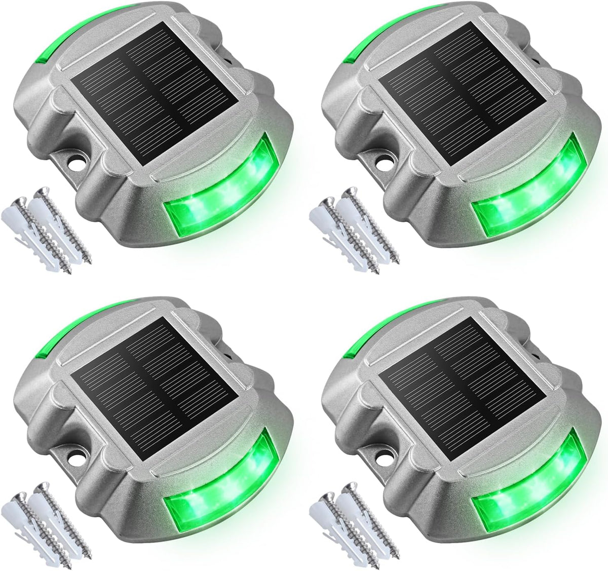 VOLISUN Solar Deck Driveway Dock Lights,Solar Pathway Lights,Red 4 Pack