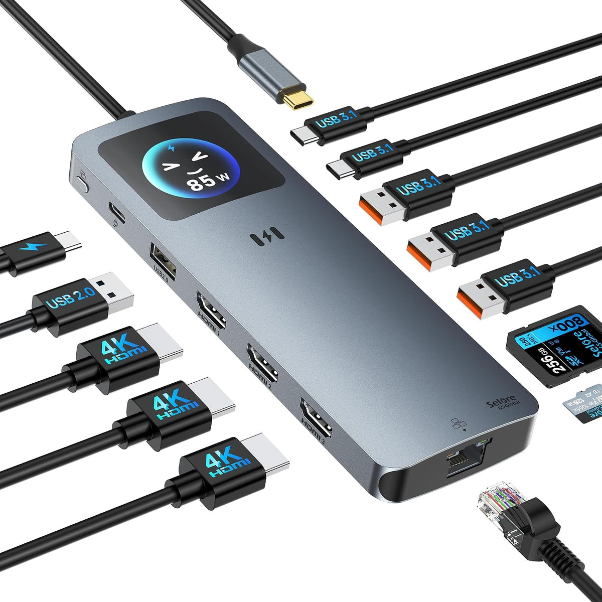 USB C Docking Station Dual DisplayPort Monitor USB C Hub DisplayPort | 2 DP, HDMI, VGA, 100W PD Charging, USB-A/C 2.0 Ports, Multi Monitor Adapter for Dell, HP, Lenovo and More