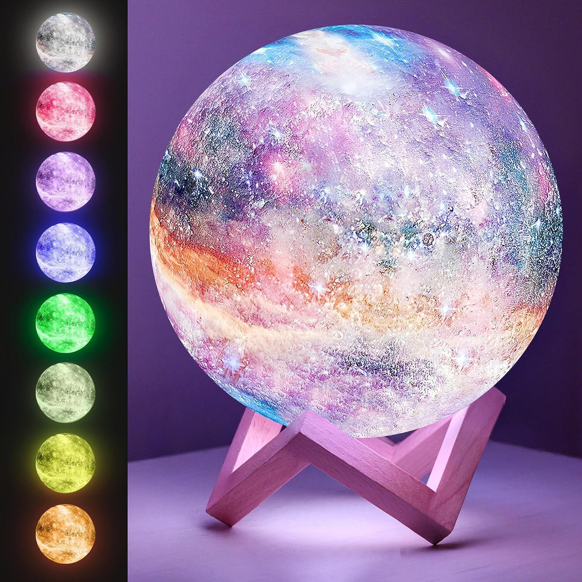 Mind-Glowing Galaxy Moon Lamp, 16 Colors, Touch/Remote Control (5.9 inch)