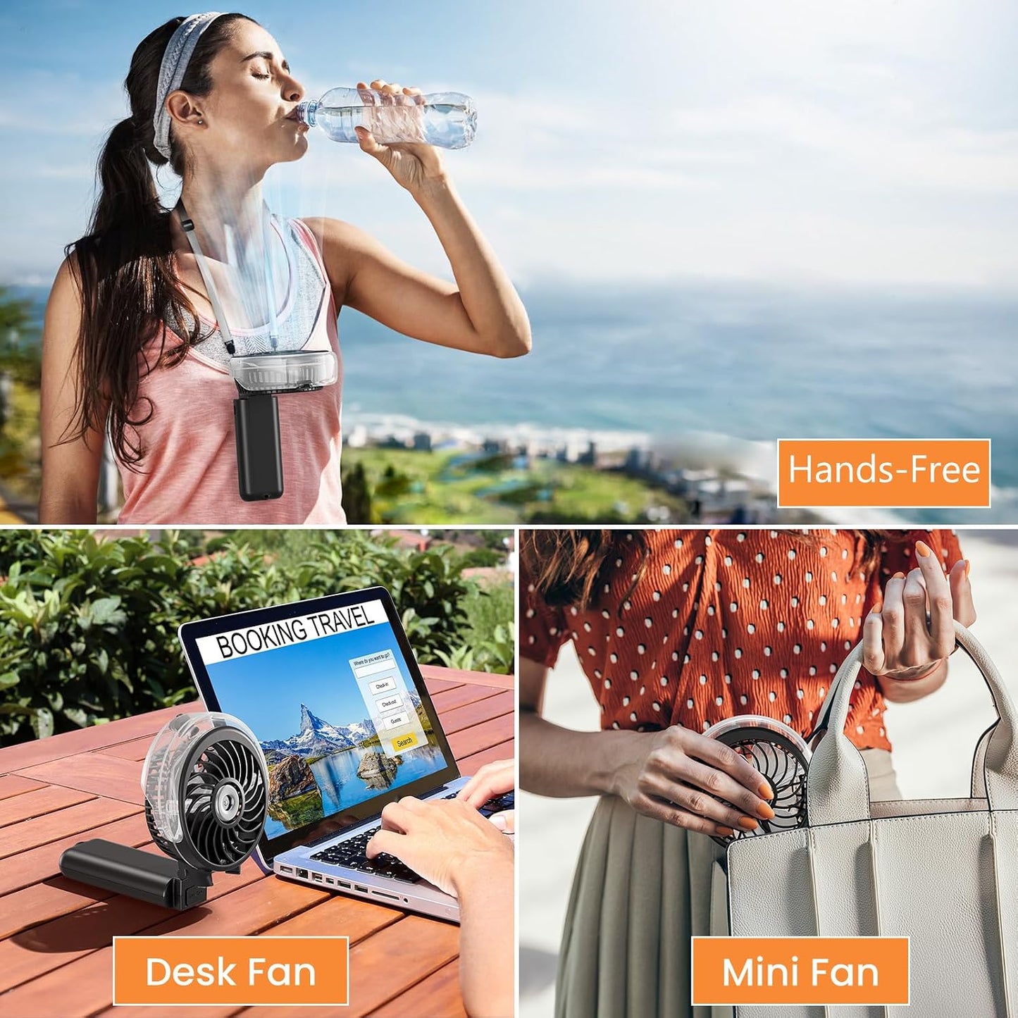 HandFan 5200mAh Upgraded Personal Misting Fan, Rechargeable Handheld Mister Fan, Spray Water Mist Fans, Portable Cooling AC, Electric Mini Hand Fans for Beach Travel Outdoors(Black)