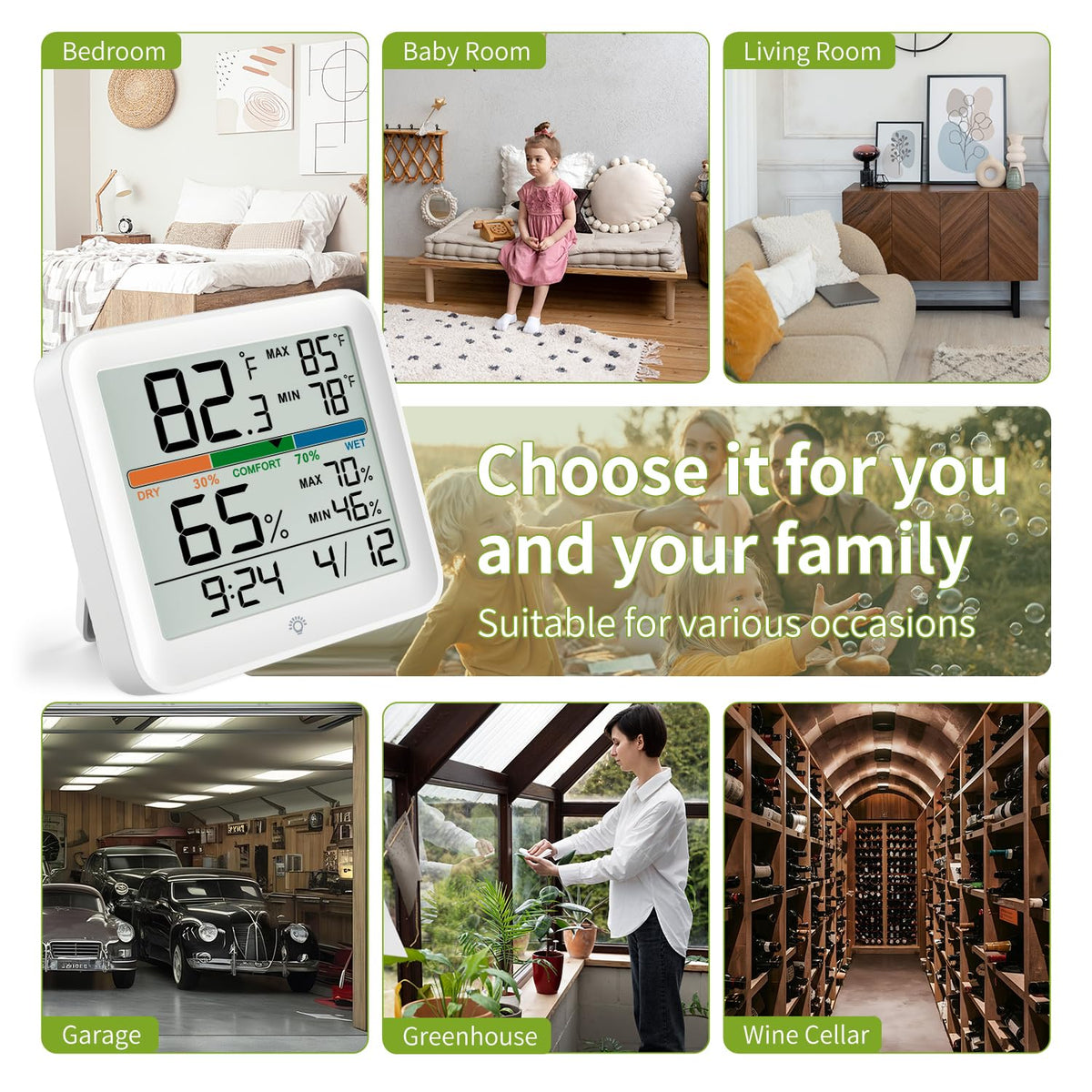Indoor Digital Thermometer Hygrometer, Room Temperature Humidity Monitor