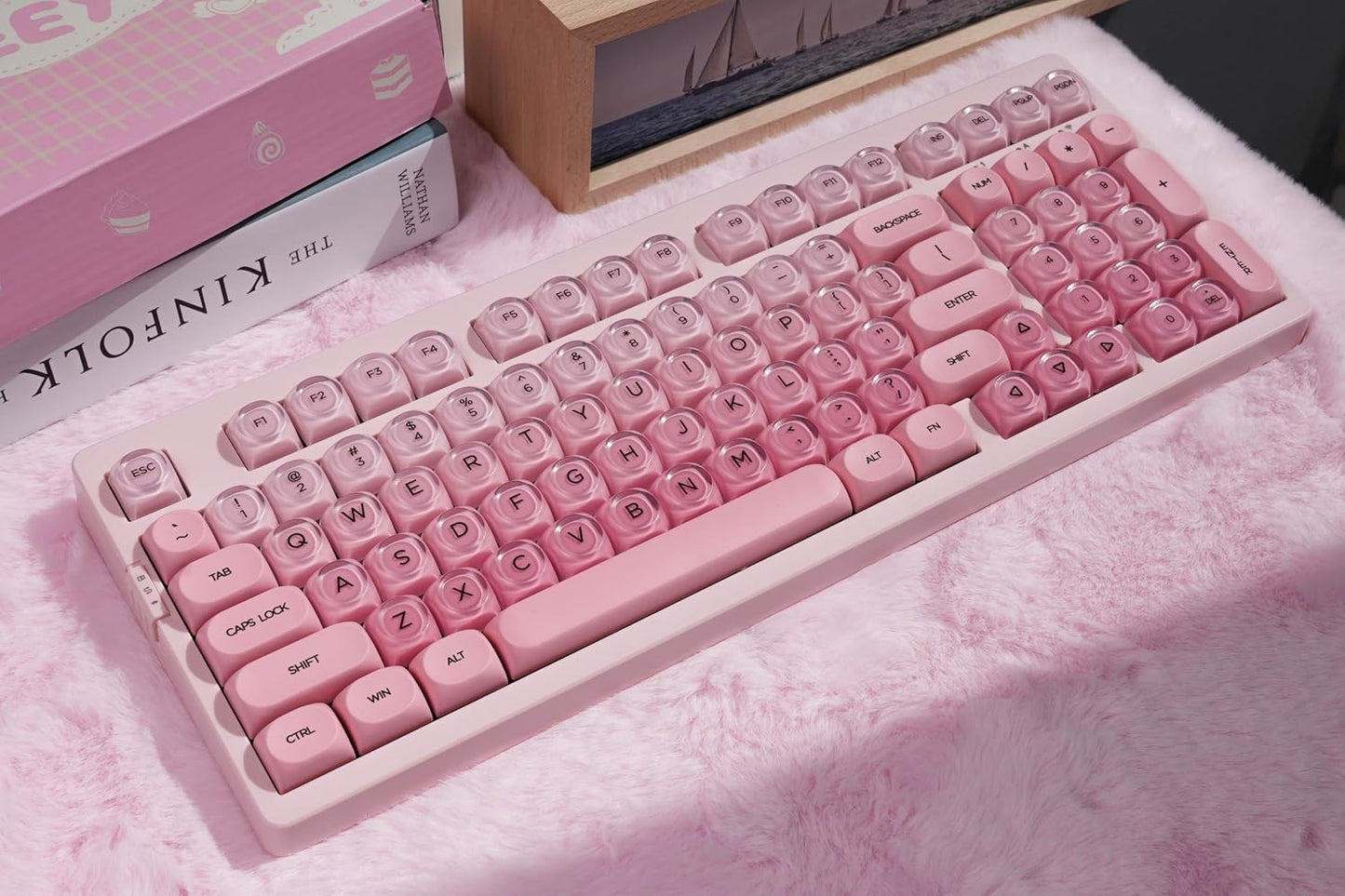 ZORNHER ZH980 Foundation Mechanical Keyboard,95% Pink Creamy Keyboard with Number Pad,Cute Jelly MOA Profile Keycaps,Creamy Sounding Linear Switches,Hot-Swappable,RGB Backlit