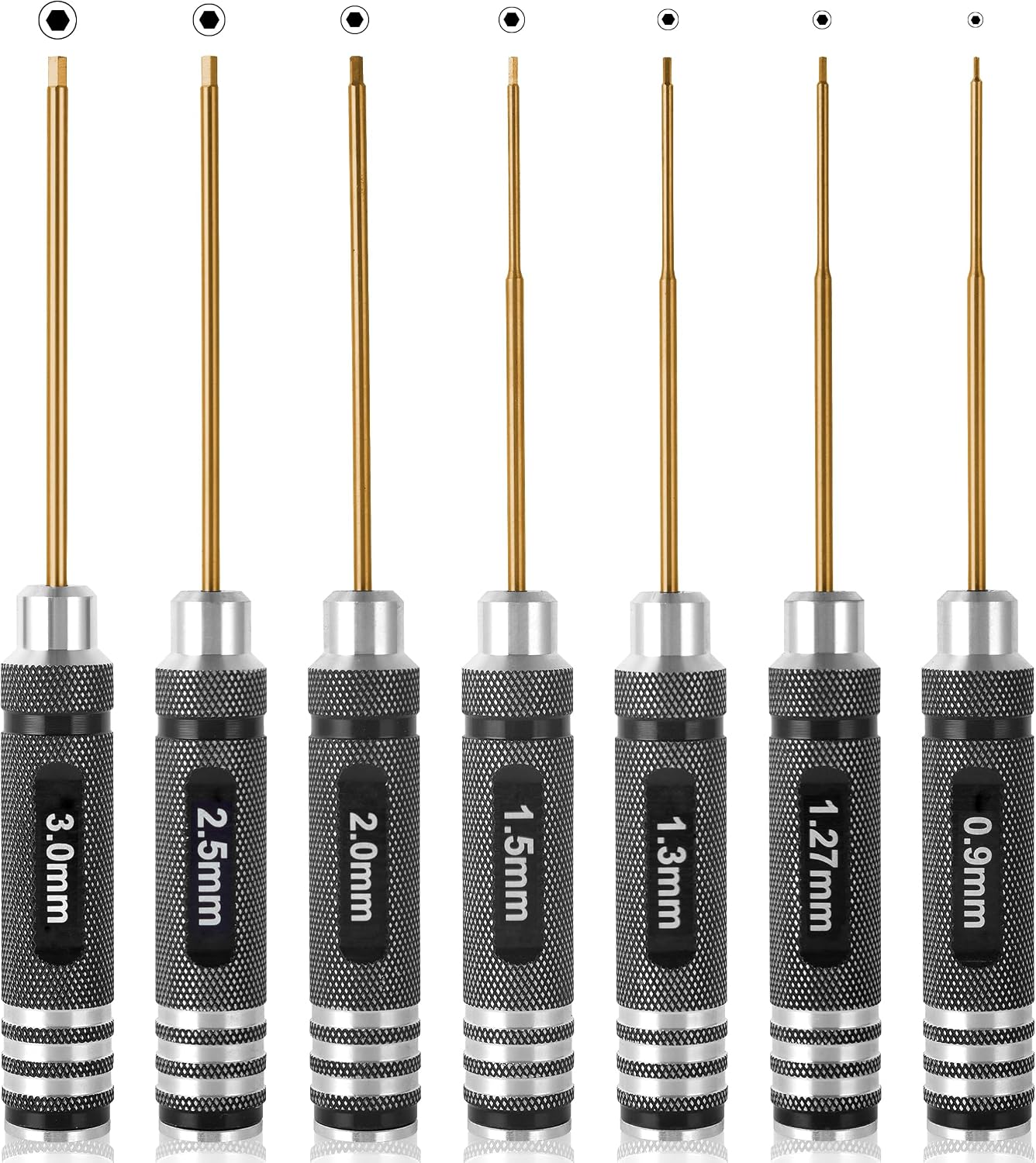 7pcs Precision RC Hex Screwdriver Set 0.9mm-3.0mm RC Tool Kit | Micro Allen Wrenches - Essential Repair Tools for RC Cars and Helicopters & 3D printer