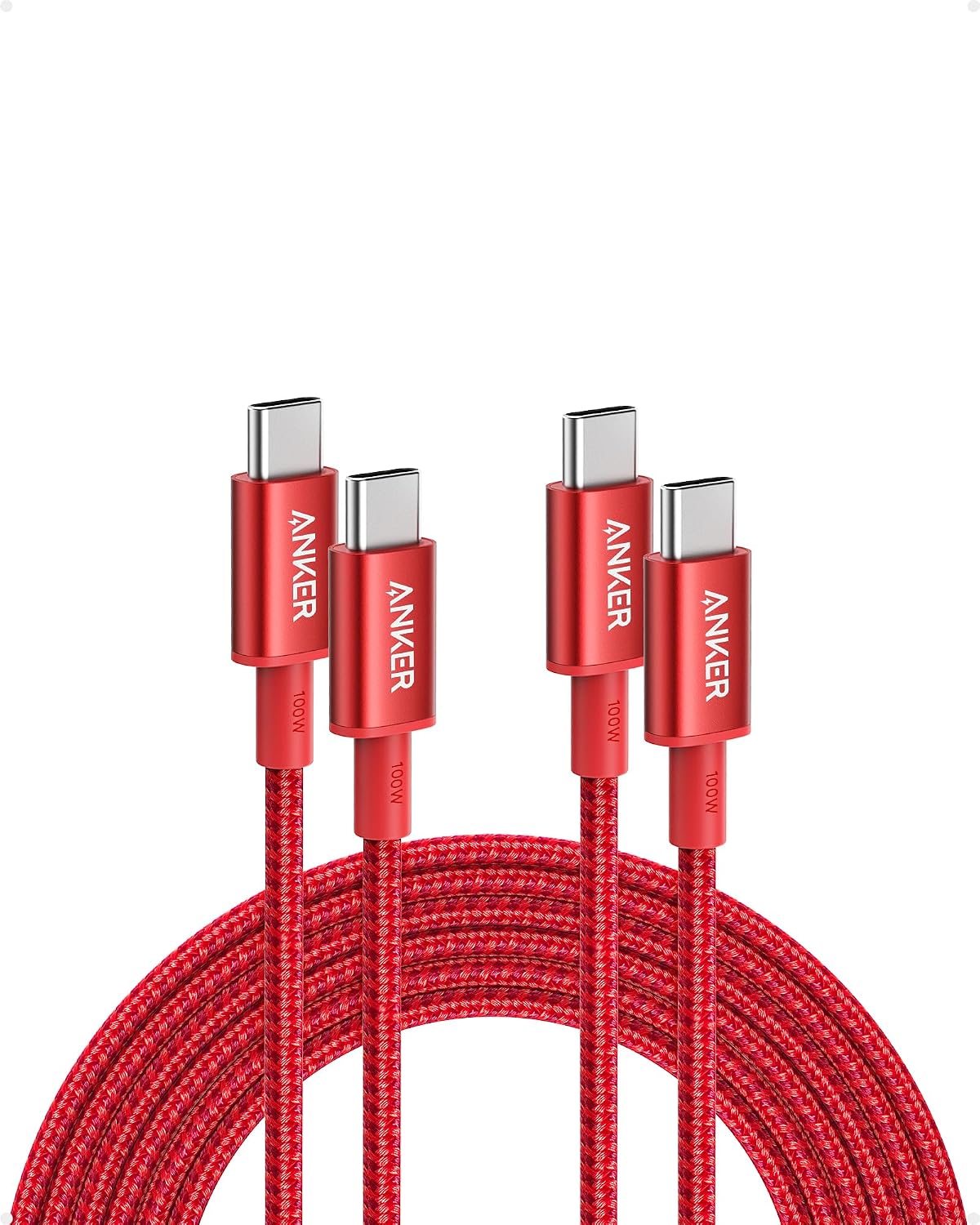 Anker USB C to USB C Cable, 100W Fast Charging Cable (2-Pack, 10 ft, Black)