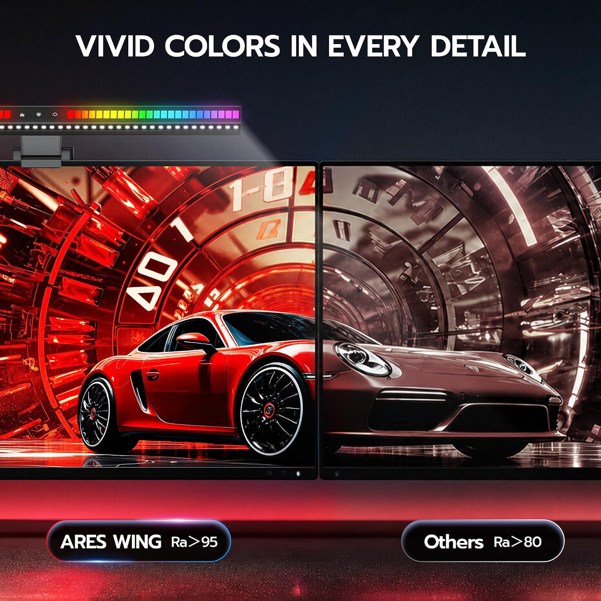 ARES WING Monitor Light Bar with Music Sync, 2-Bar 3-Source RGB Lightbar