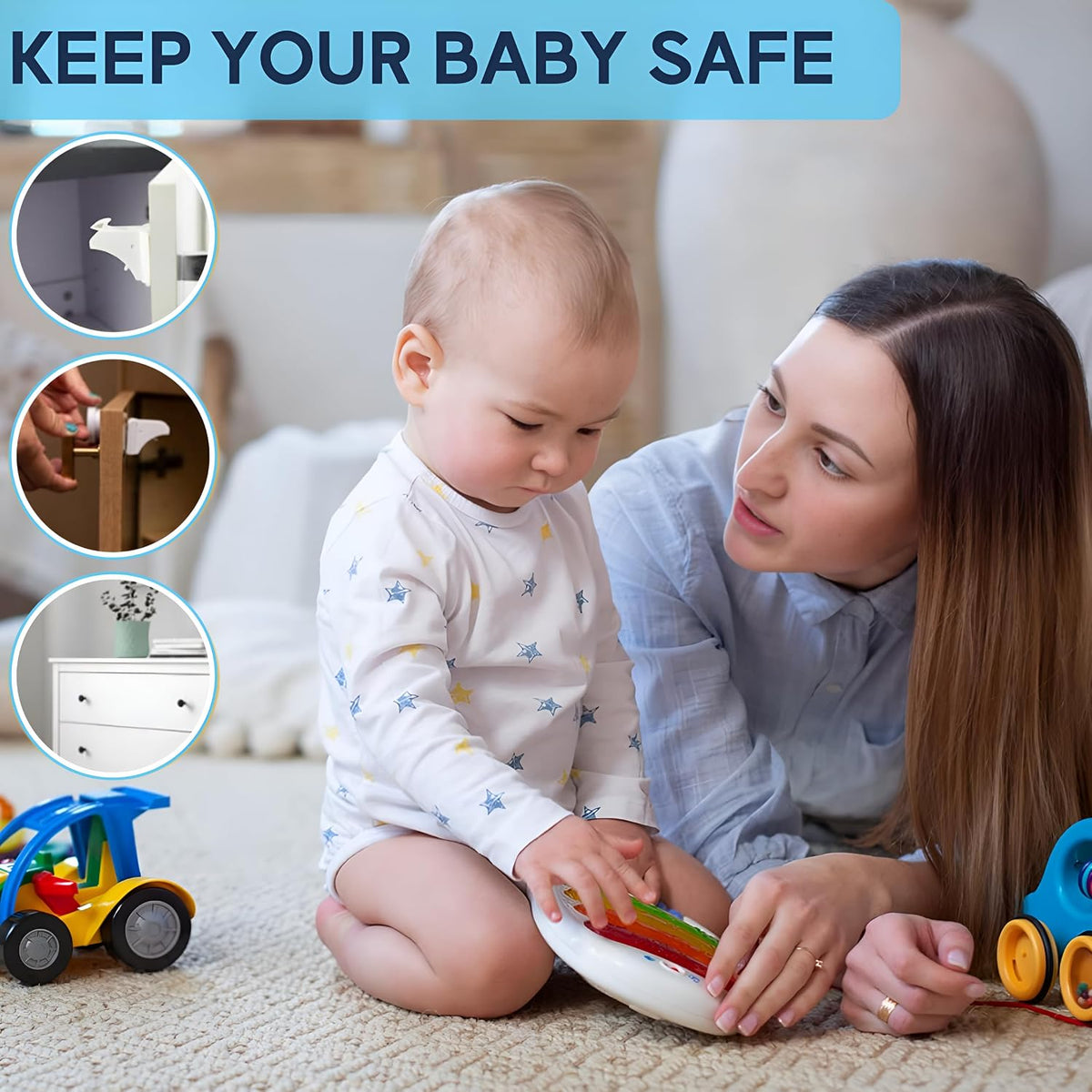 Baby Proof Me Baby Proofing Magnetic Child Safety Cabinet Locks, 12-Pack