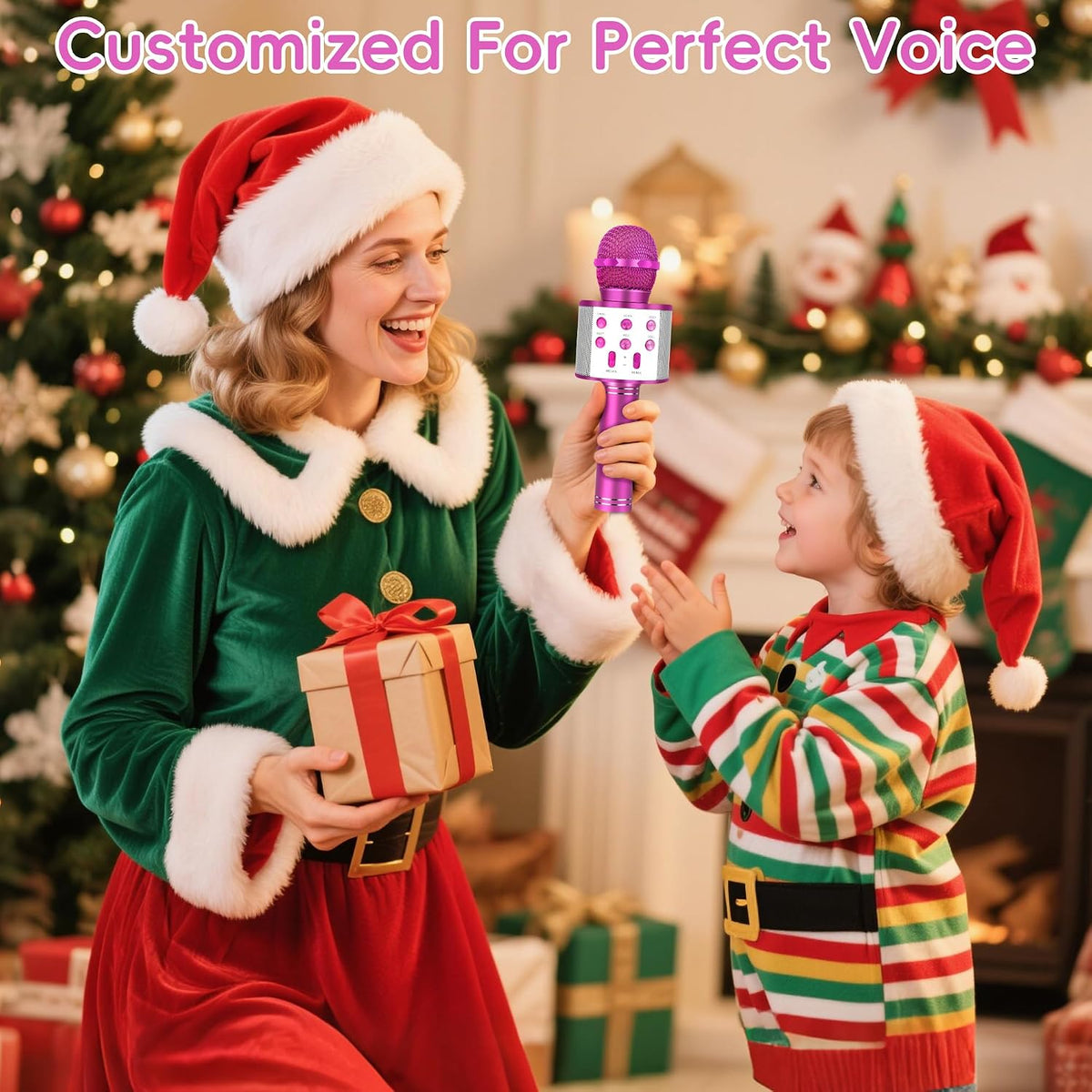 Wireless Bluetooth Karaoke Microphone for Kids-Hot Pink
