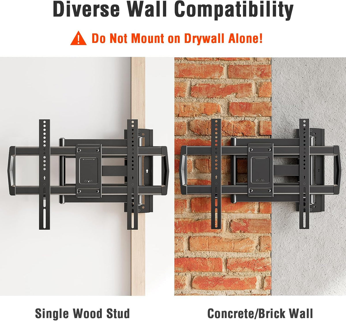 30" Long Arm TV Wall Mount for 42-75 Inch TVs, Full Motion Swivel and Tilt