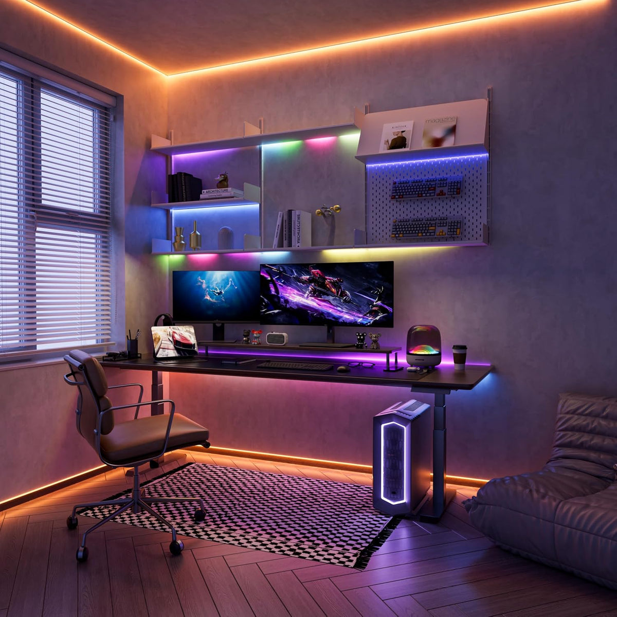 PAUTIX RGB Smart IC COB LED Strip Light,Addressable RGB COB LED Lights 16.4ft,UL-Listed 24V Color Flowing Chasing Effects Strip Lights Multicolor Flexible Color Changing Tape Light,for Bedroom,Party