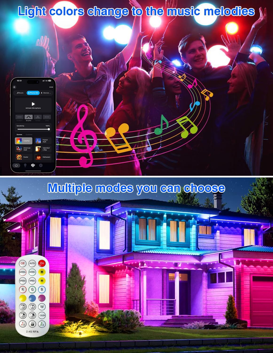 Spot Lights Outdoor, Smart RGBW LED Color Changing Landscape Lights with APP and Remote Control, Music Mode, DIY Scenes, Timing, IP65 Waterproof Spotlights Plug in for Yard Garden, 2 Pack