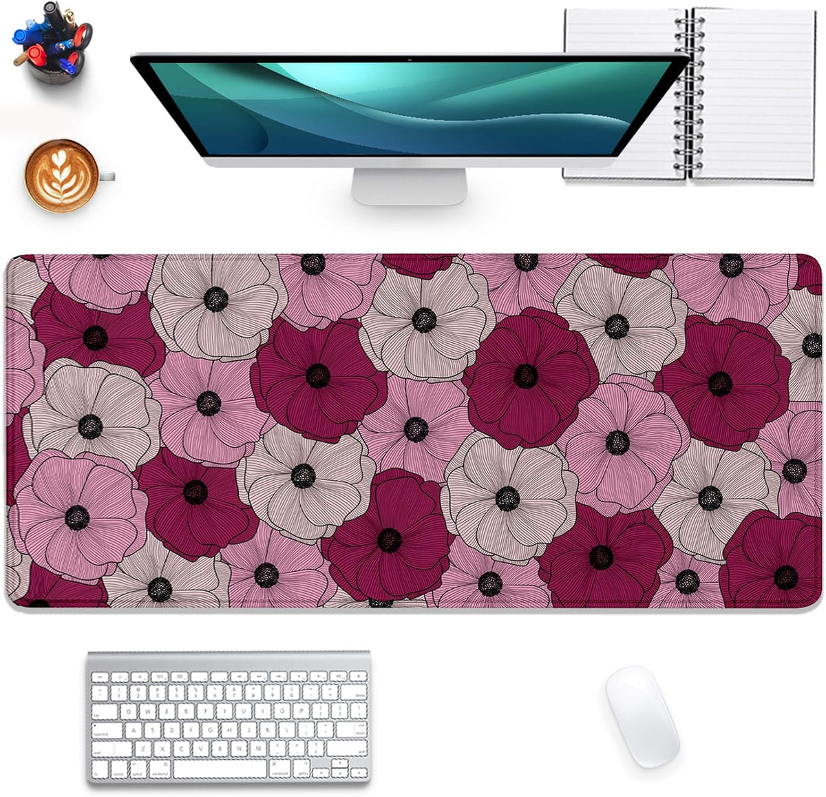 Scary Skeleton Mouse Pad Desk Pad,Colourful Skull Extended Gaming Mouse Mat with Stitched Edges Non-Slip Waterproof Rubber Base Mous Mat for Office Home Game Desk Pad(27.5X11.8 in)