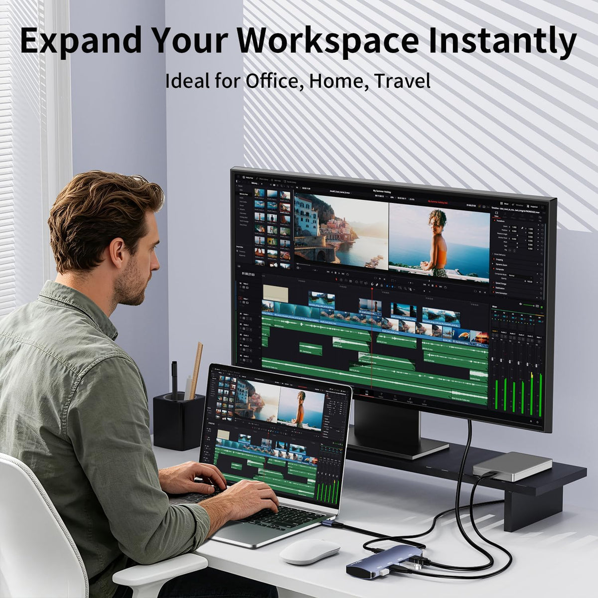 USB C Hub 8 in 1, 4 USB-C+3 USB-A 3.2 10Gbps, 4K60Hz HDMI, 100W PD for Mac