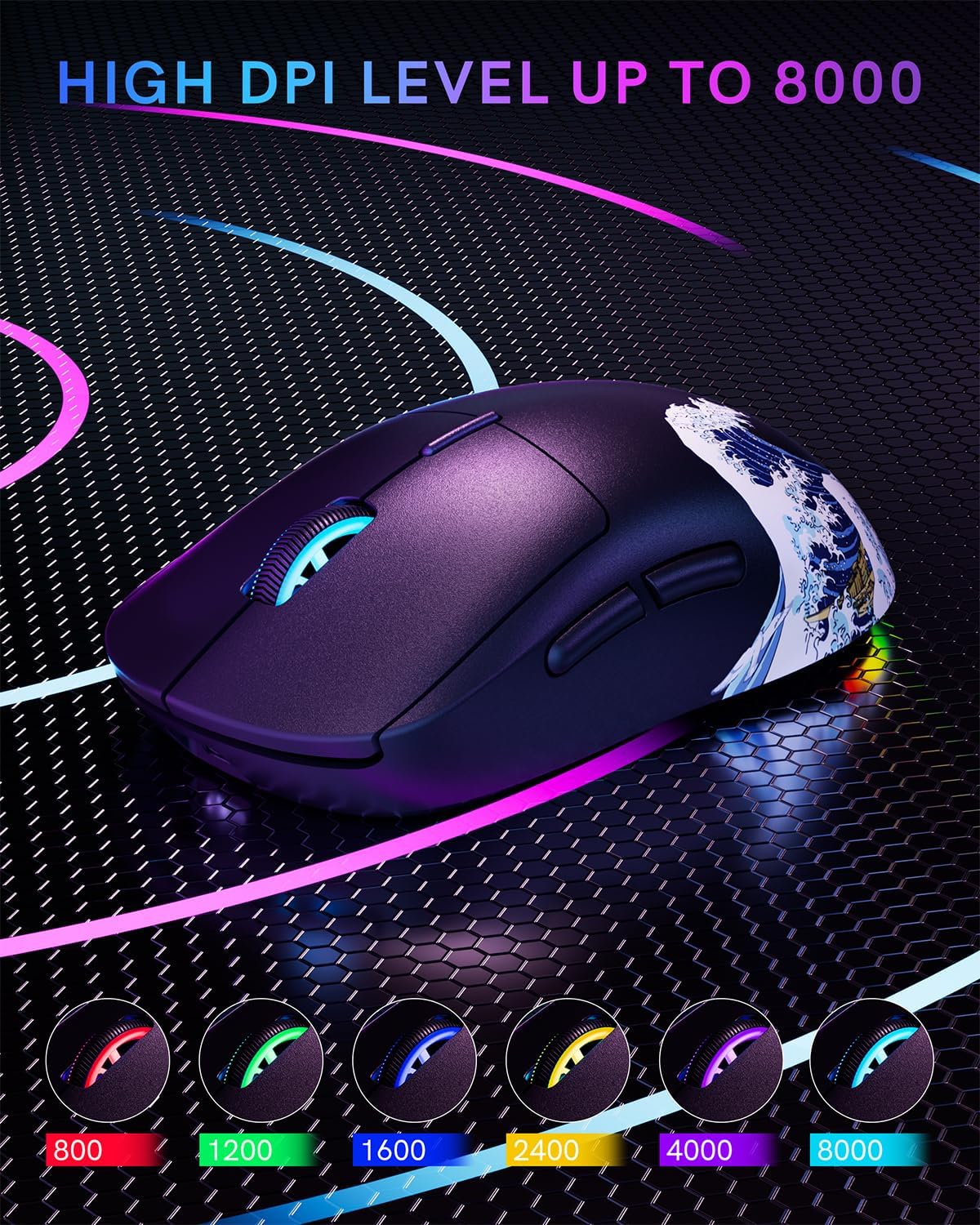 G57 Wireless Gaming Mouse, 8000 DPI, Black