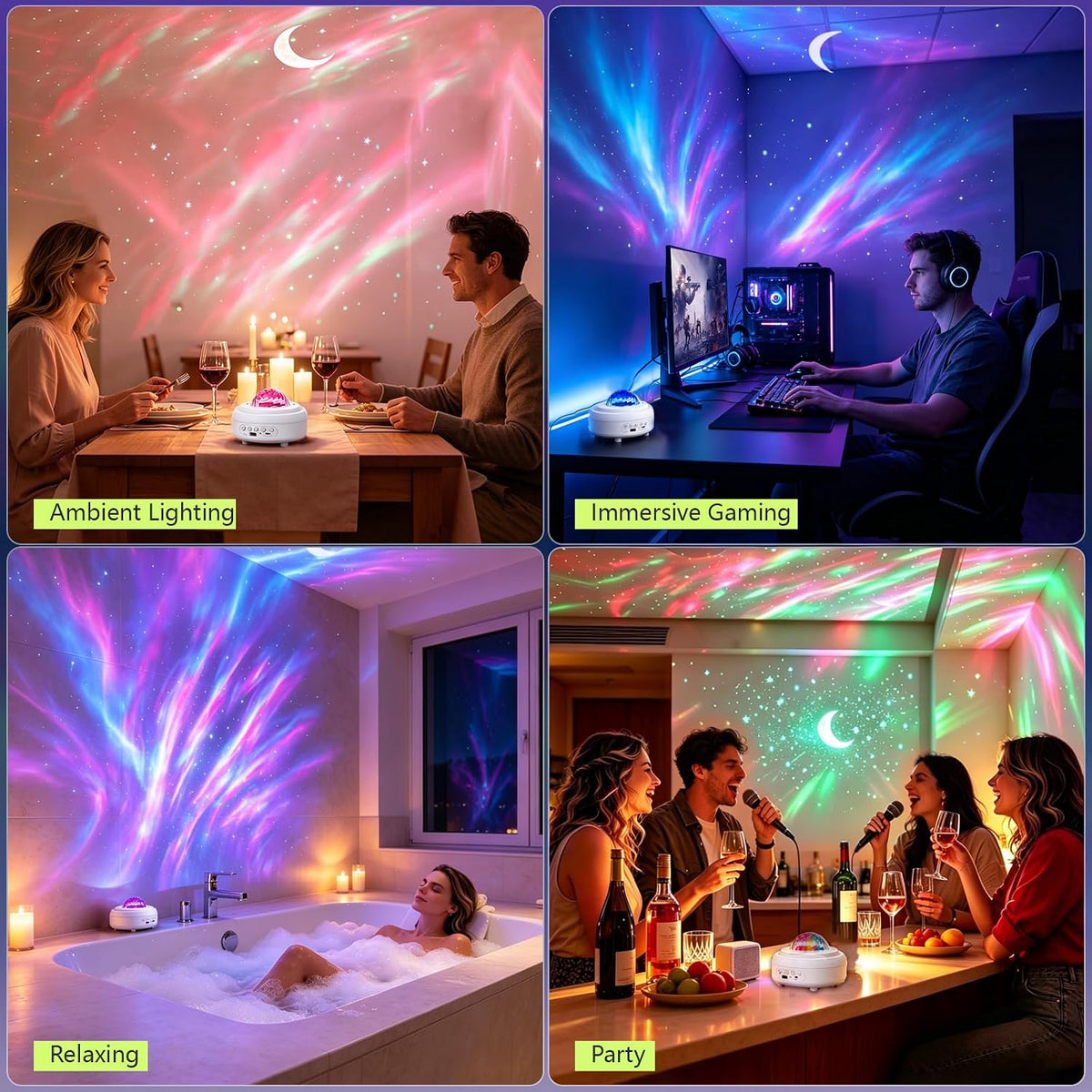 HUMIIEYE Star Projector with Bluetooth Speaker, Northern Lights Projector