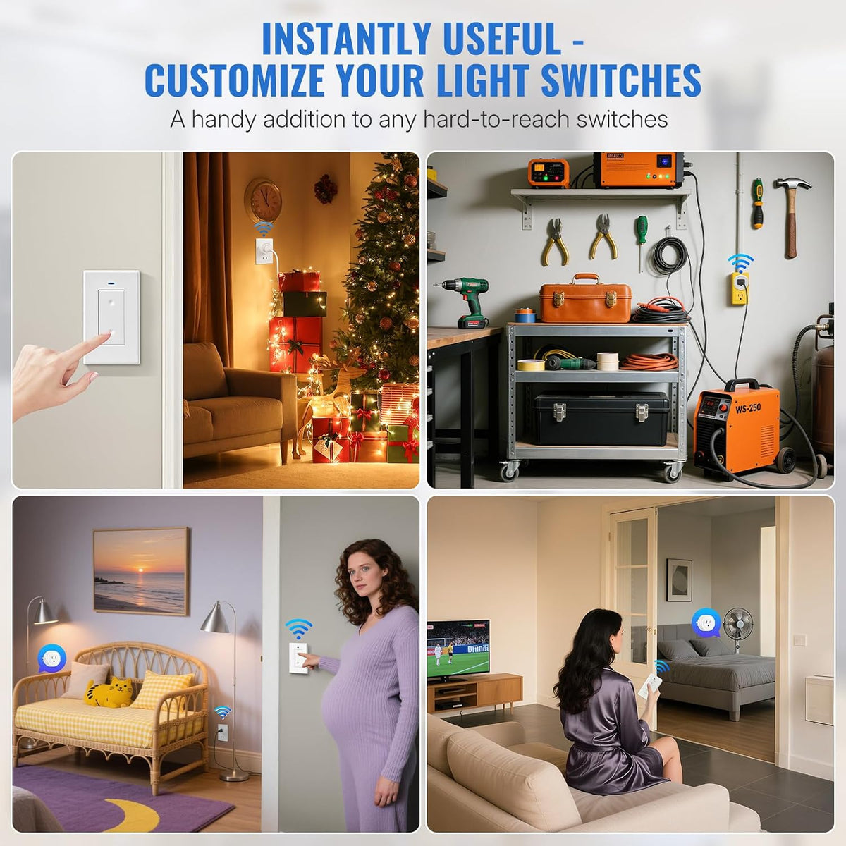 Remote Control Outlet Wireless Light Switch, Removable Remote Outlet Switch Kit for Lamps, Lights, Appliance, Expandable, 100ft RF Range, FCC Listed (1 Controller + 2 Outlets) W08RC1206