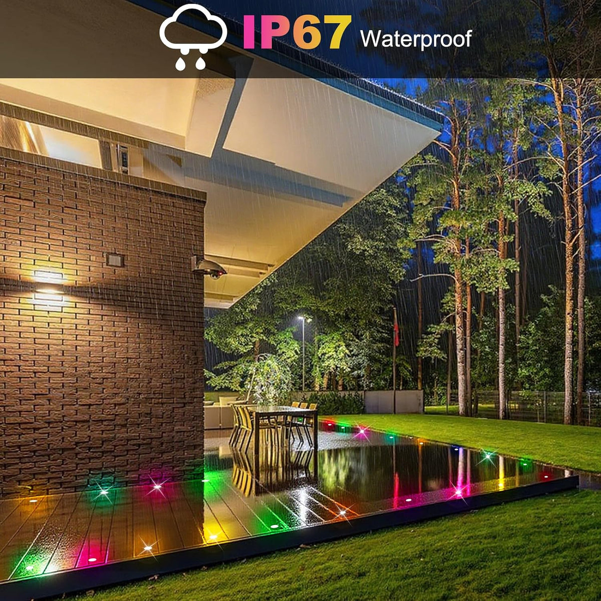 Recessed LED Deck Lights Kit, 20 Pack Φ1.77 WiFi Pixel RGBW+IC Multicolor