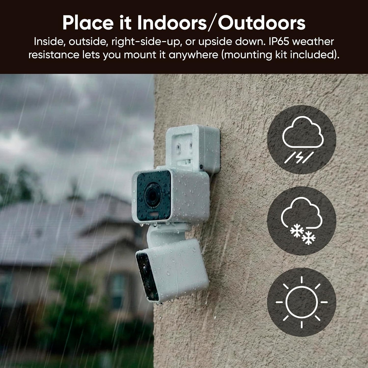 WYZE Duo Cam Pan Indoor/Outdoor IP65 2K 360° Pan/Tilt Smart Home Security Camera with Color Night Vision, Compatible with Alexa & Google Assistant, White