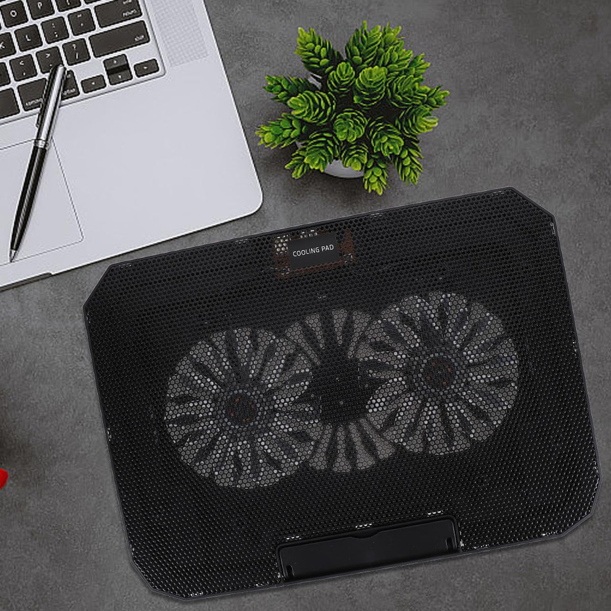 TEHAUX Laptop Cooling Pad for 14-15.6 inch Laptops USB Laptop Cooler Stand with Large Mesh Heat Dissipation Quiet Dual-Core Cooling 4-Gear Adjustable Tilt for Office Home Desk Use
