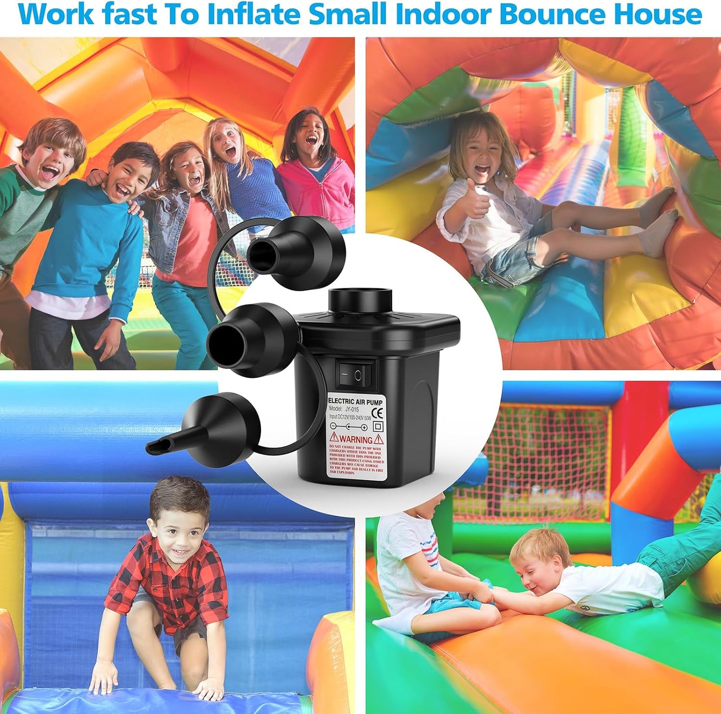 Electric Air Pump for Inflatables,Portable Quick-Fill Air Pump with 3 Nozzles,110V AC/12V DC,Inflator & Deflator Pumps for Outdoor Camping,Air Mattress Beds,Boats,Inflatable Cushion,Couch,Pool Floats