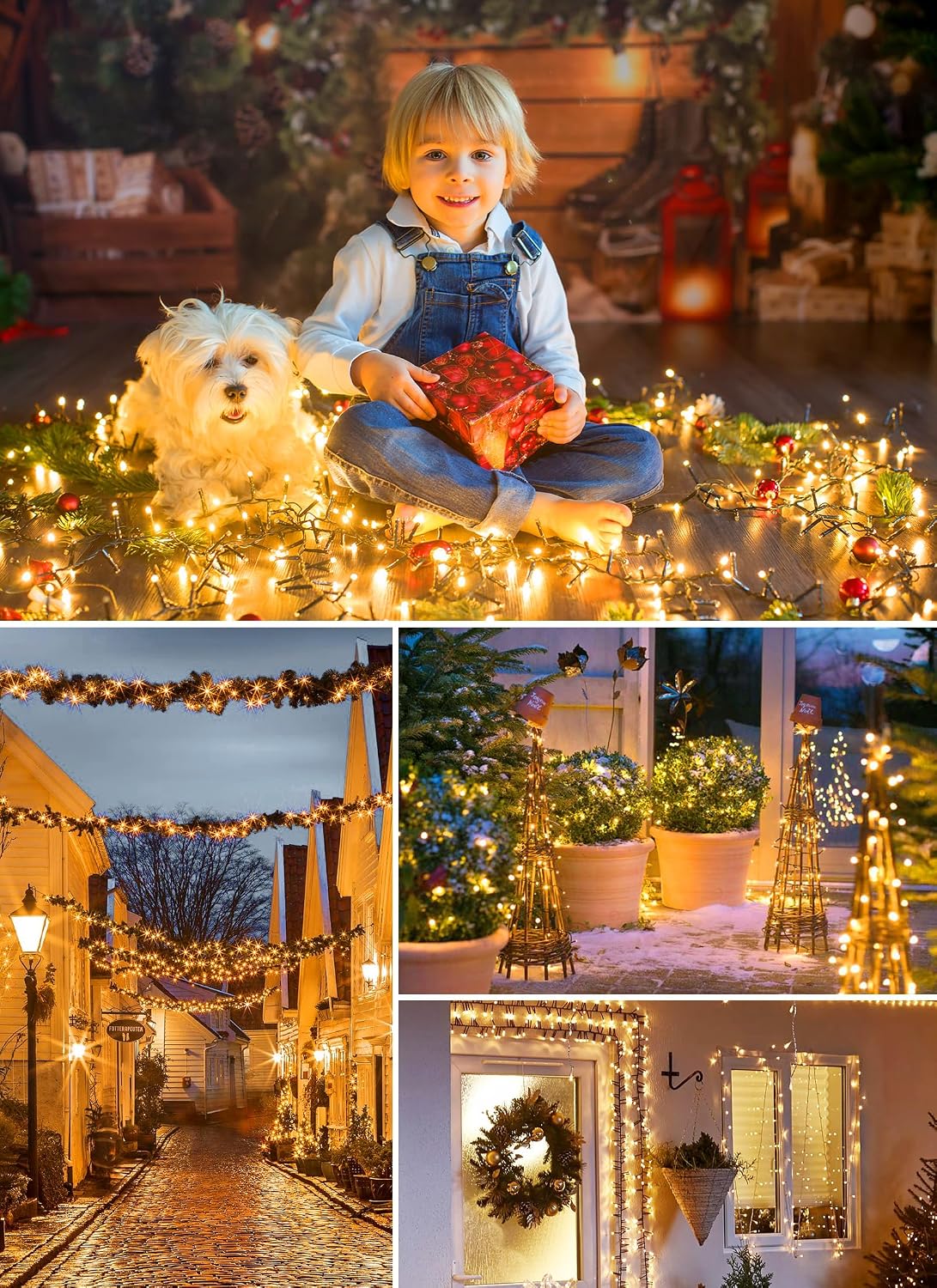 Minetom Solar String Lights Outdoor Waterproof, 40 FT 100 LED Outdoor Light | Solar Fairy Lights with 8 Lighting Modes, IP65 Waterproof Solar Christmas Lights for Outdoor Outside Tree Patio, Warm White