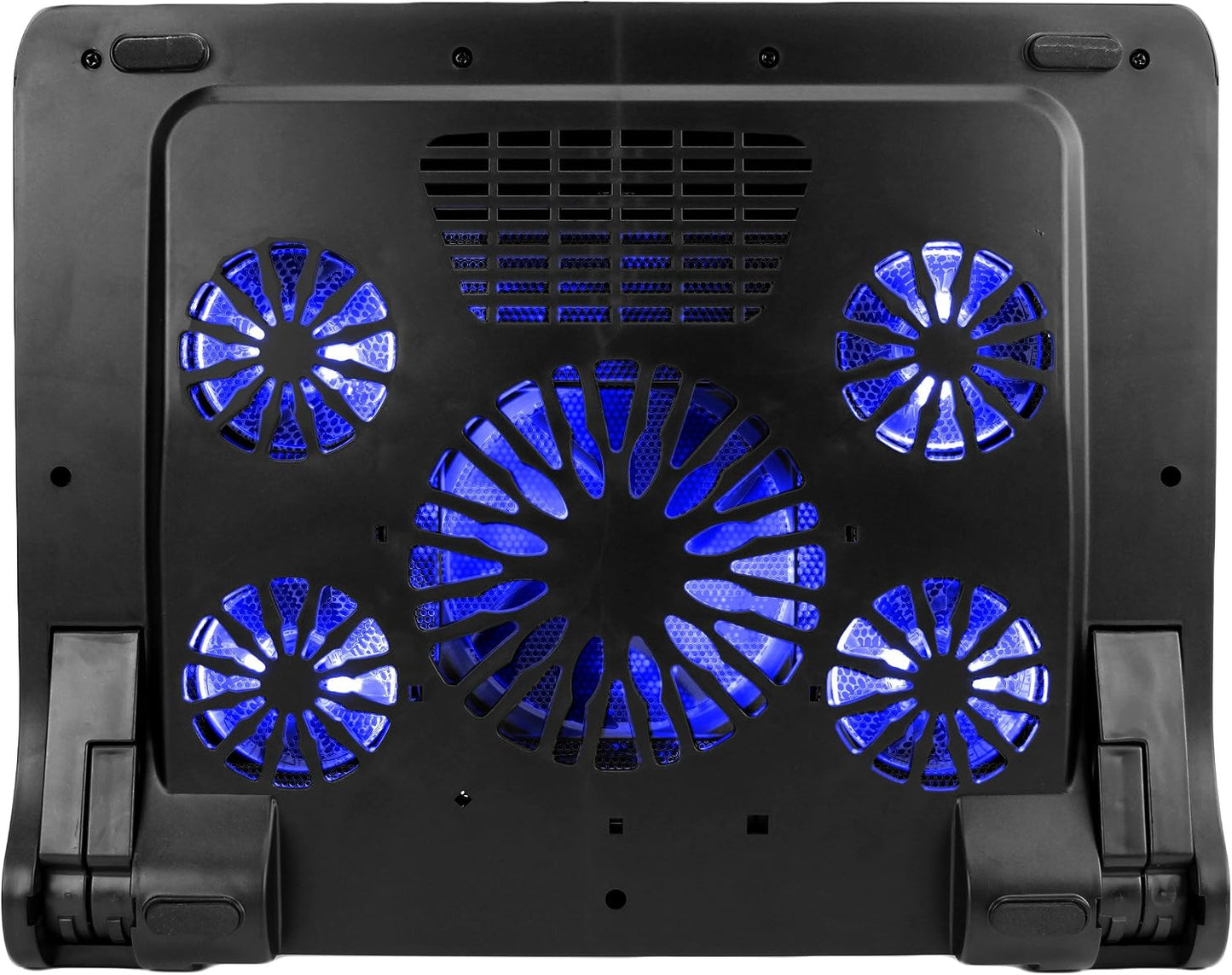 ENHANCE Gaming Laptop Cooling Pad Stand with LED Cooler Fans , Adjustable Height , & Dual USB Port for 17 inch Laptops - 5 Ultra Quiet High Performance Fans 2630 RPM & Built-In Bumpers - Blue