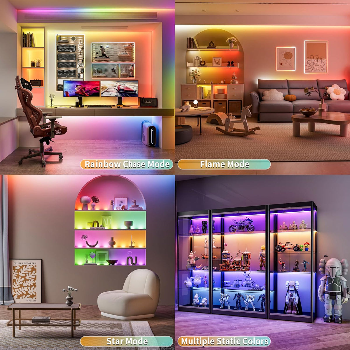 PAUTIX RGB Smart IC COB LED Strip Light IP65 Waterproof Addressable 24ft/7.5m,720LEDs/m UL-Listed 24V Chasing Color Strip Light Color Changing Flexible Tape Light(Without Controller&Adapter)