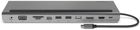 Belkin USB C Hub, 11-in-1 Multi-Port Laptop Dock with 4K HDMI, DP, VGA, USB C Docking Station with 100W Power Delivery, USB A, Gigabit Ethernet, SD, MicroSD, 3.5mm Port For MacBook Pro, Air and More
