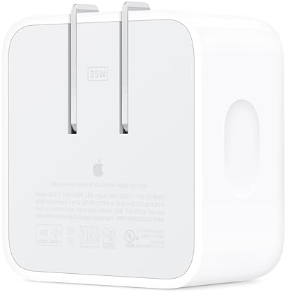 Apple 35W Dual USB-C Port Compact Power Adapter: Fast and Convenient Charging, Type C Wall Charger | 35W dual USB-C ports with folding prongs for MacBook Air, iPhone and iPad