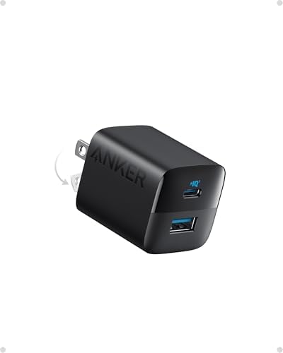 Anker 33W 2-Port Compact USB Charger Block, Foldable Type C Charger | Dual-Port for iPhone 17/16 Series, Galaxy, and More, Travel-Friendly Foldable Plug(Cable Not Included, Black)