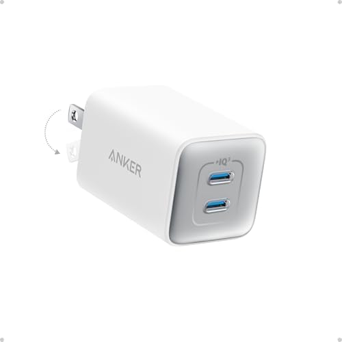 Anker Nano Phone Charger,47W Max 2-Port GaN Fast Charger USB C | Compact Foldable USB C Charger for iPhone 17/17 Pro Max/16 Series, Galaxy, Pixel, and MagSafe Compatible Accessories (White)