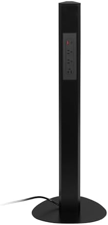 Office Star Power Anywhere Freestanding Charging Station, USB Type-A and C, and 3 A/C Outlets, Black