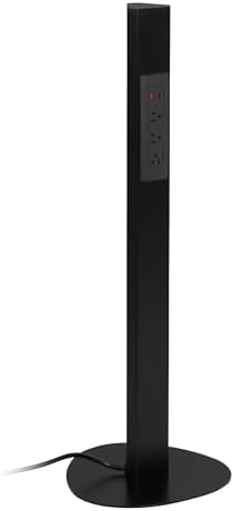 Office Star Power Anywhere Freestanding Charging Station, USB Type-A and C, and 3 A/C Outlets, Black