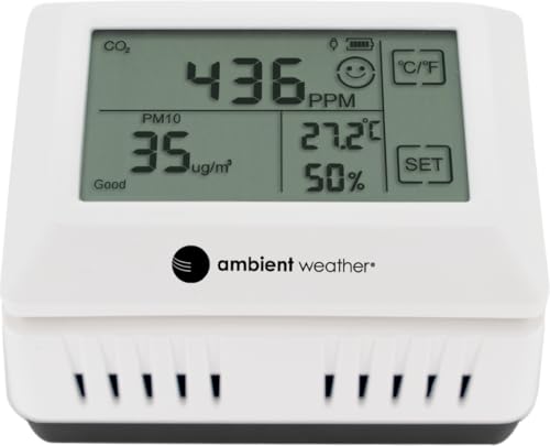 Ambient Weather AQIN Wireless Indoor Air Quality Index PM2.5, PM10 and CO2 Particulate Monitor