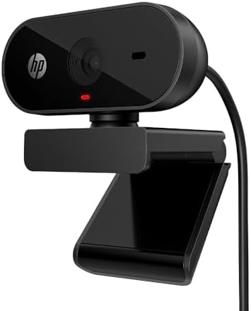 HP 320 FHD Webcam - USB-A Computer Camera with Mic & Privacy Cover - for Desktop, Laptop, & Chromebook - 1080p Resolution w/Wide FOV - Zoom & Teams Compatible - Clip Mount, Tripod Support, & Swivel