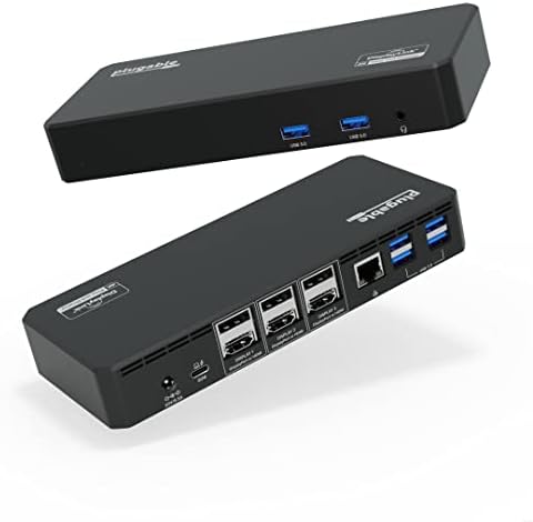 Plugable 12-in-1 USB C Triple Monitor Docking Station, Triple 4K Displays with 3X HDMI or 3X DisplayPort, Compatible with Mac, Windows, Thunderbolt, USB4, USB-C (100W PD, 6X USB Ports, Ethernet)