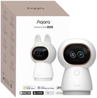 Aqara Indoor Security Camera G350, 4K UHD Dual-Lens Matter Camera Hub | 9X Zoom, 360° Pan & Tilt, AI Auto-Tracking, Face/Gesture Recognition, Works with Apple HomeKit, Alexa,Google Home,SmartThings