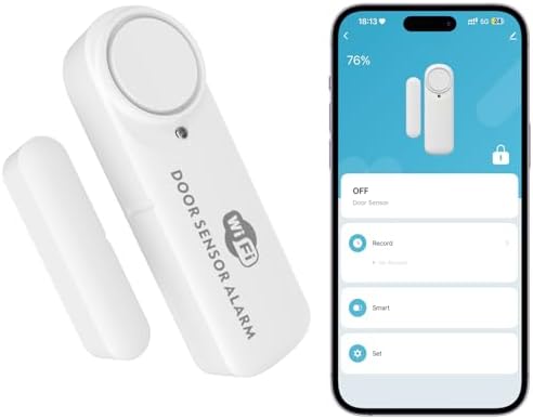 Loopo Smart WiFi Door & Window Alarm Sensor Chime, 100dB Wireless Door Chime with App Alerts, Tuya Smart Life, Compatible with Alexa & Google, No Hub Required, for Home Kids Safety, 2-Pack