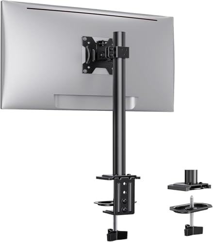 Ergear Single Monitor Mount for 13-32 Inch Screens,17.6 lbs Capacity | Steel pole design,tilt, swivel, rotation,cable clips,desk space saving, home office setup, VESA 75x75/100x100mm
