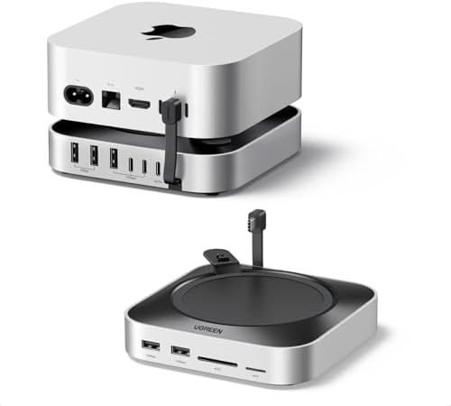 UGREEN Mac mini M4 Dock & Stand with NVMe SSD Enclosure | 3 USB A 10Gbps, USB C Data Port, SD Card Reader for Mac mini M4/ M4 Pro