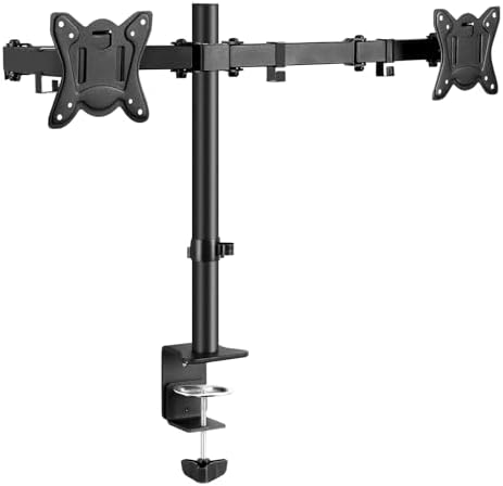Dual Monitor Desk Mount Easily Set Up，Fully Adjustable Monitor Mount for 2 Monitors Up to 32 Inch,Heavy Duty Monitor Stand Holds up to 22 LBS,Dual