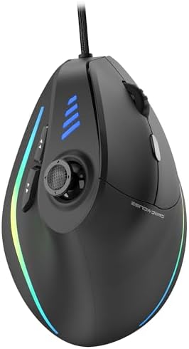 TRELC Wired Gaming Mouse with 5 D Rocker, 10000 DPI/11 Programmable Buttons, Vertical Ergonomic Mouse with On-Board Memory, Optical Computer Mice for PC/Laptop/E-Sports/Gamer